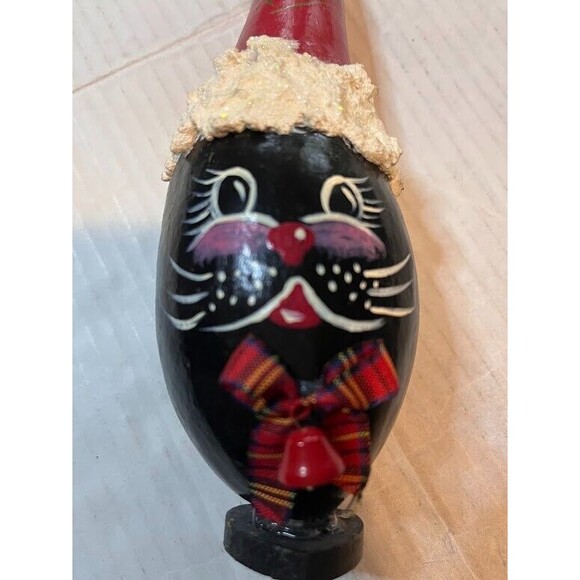 Vintage Picatso Christmas Ornament Whimsical Handcrafted Paper Mache Cat Santa* - Picture 4 of 8